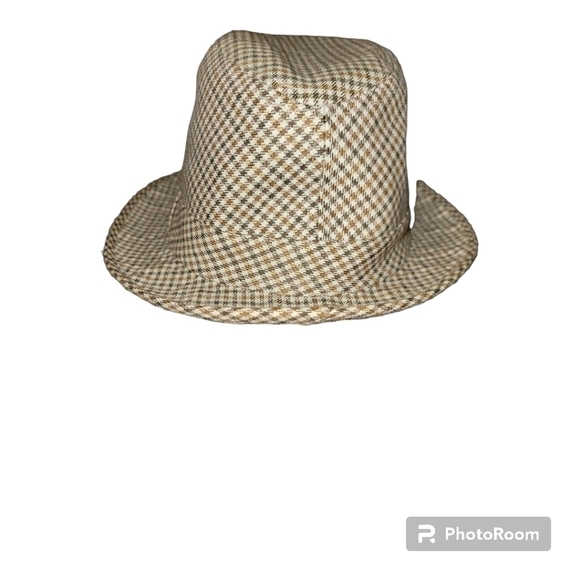 Goorin bros Plaid Tweed Fedora Hat OS Beige Brown EUC - Picture 7 of 7